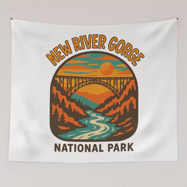 Item preview, New River Gorge Bridge at Sunset in Appalachian Mountains, West Virginia designed and sold by Places On Earth.