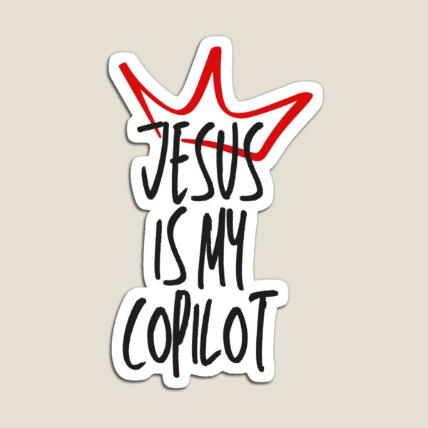Aperçu de l'œuvre Autocollant « Jésus est mon copilote » – Design inspiré de GitHub Copilot, IA, Microsoft, OpenAI, ChatGPT créée et vendue par PopGlue.