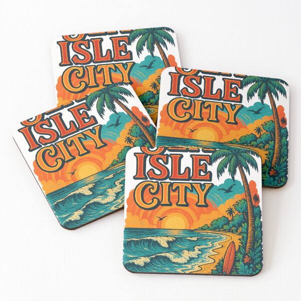Item preview, Sea Isle City Beach Sunset with Palm and Surfboard designed and sold by Places On Earth.