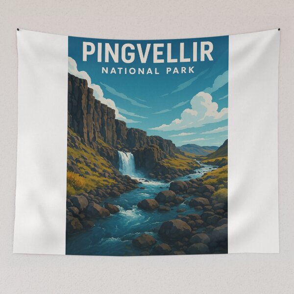 Item preview, Þingvellir National Park Waterfall and Volcanic Cliffs, Iceland designed and sold by Places On Earth.