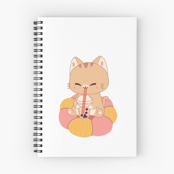Item preview, orange tabby sipping boba designed and sold by loopsydaisy432.