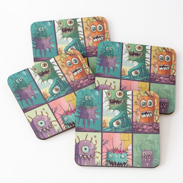 Item preview, Funny monster motifs, scary, green, purple, orange designed and sold by angel-cat-22.