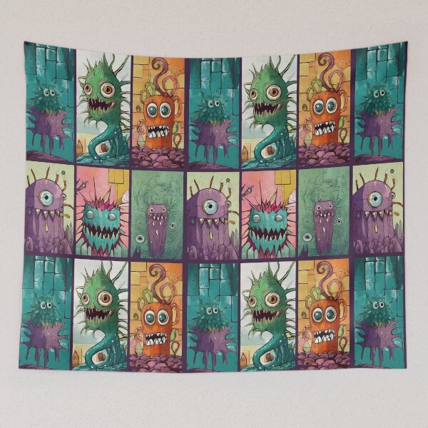 Item preview, Funny monster motifs, scary, green, purple, orange designed and sold by angel-cat-22.