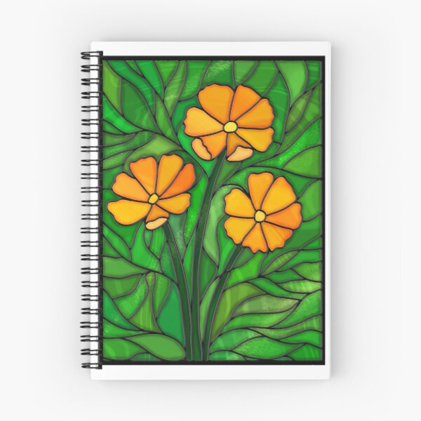 Item preview, Cosmos Flowers, stained glass effect, original digital artwork designed and sold by EBParsley.