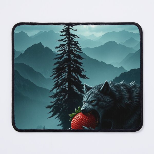 Item preview, Wolf biting a strawberry designed and sold by Vibrant-Shadows.