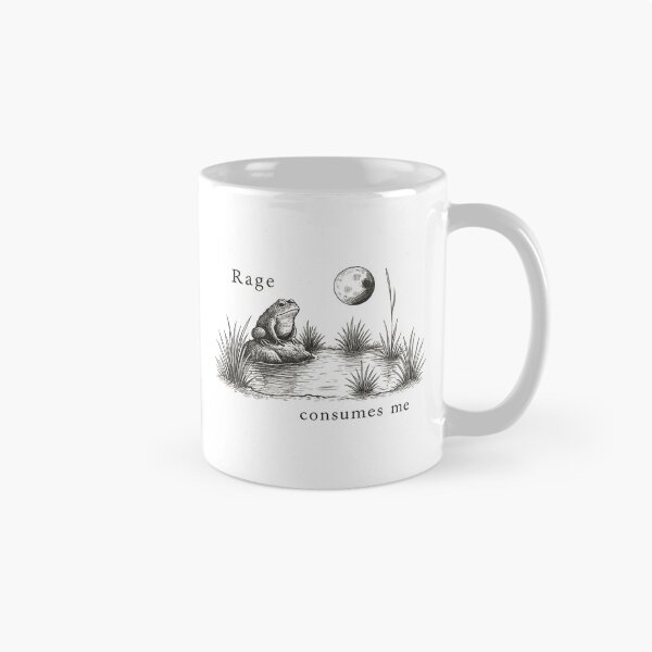 Item preview, Melancholy Frog in Moonlit Pond with Rage Consumes Me Quote designed and sold by haitrieuic96.