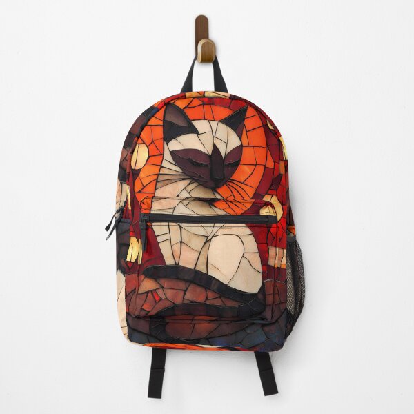 Item preview, Mosaic Siamese Cat With Warm Red Background designed and sold by mildaclairmo.