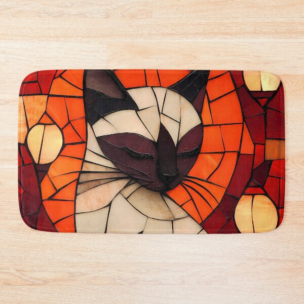 Item preview, Mosaic Siamese Cat With Warm Red Background designed and sold by mildaclairmo.