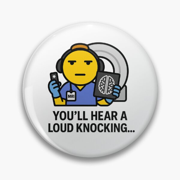Artikelvorschau, MRT-Techniker-Emoji – „Sie werden ein lautes Klopfen hören“ | Lustiger, ausdrucksloser Sticker entworfen und verkauft von spisc01.