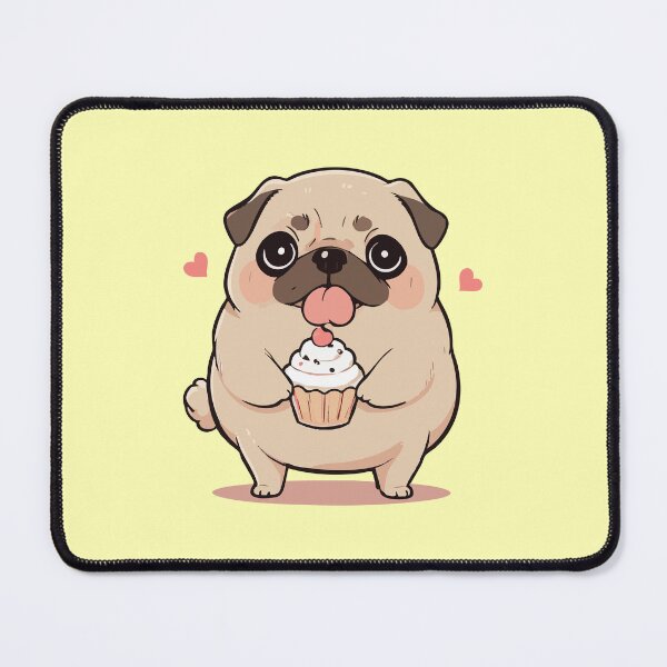 Item preview, Kawaii Pug with Cupcake | Cute Pastel Cartoon T-Shirt Design designed and sold by TheArtOfChaa.