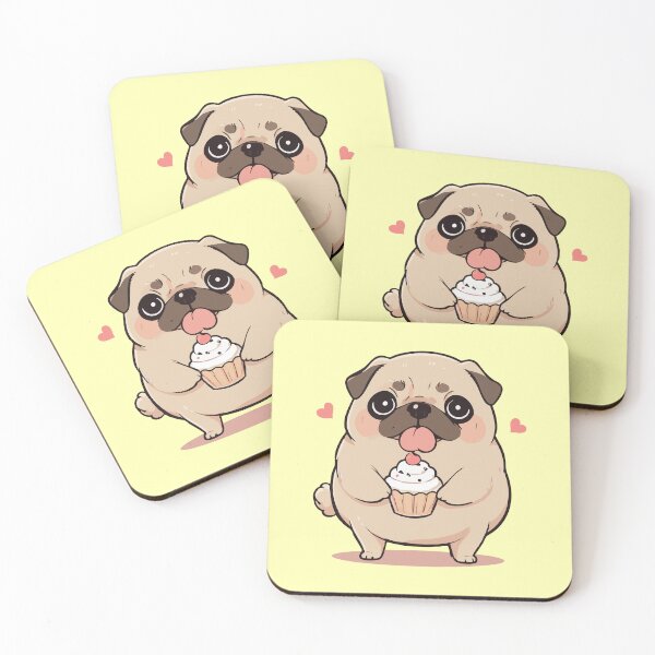 Item preview, Kawaii Pug with Cupcake | Cute Pastel Cartoon T-Shirt Design designed and sold by TheArtOfChaa.