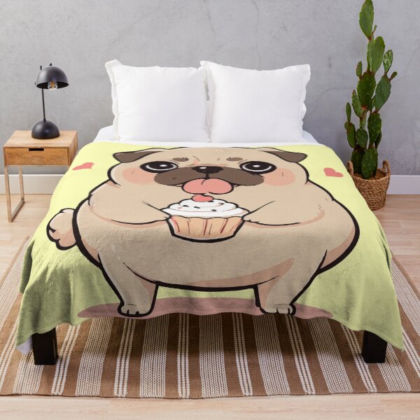Item preview, Kawaii Pug with Cupcake | Cute Pastel Cartoon T-Shirt Design designed and sold by TheArtOfChaa.