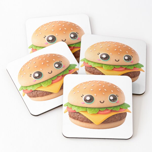 Item preview, Hamburger, in the 3D illustration style, cute, kawaii character designed and sold by elkuni.