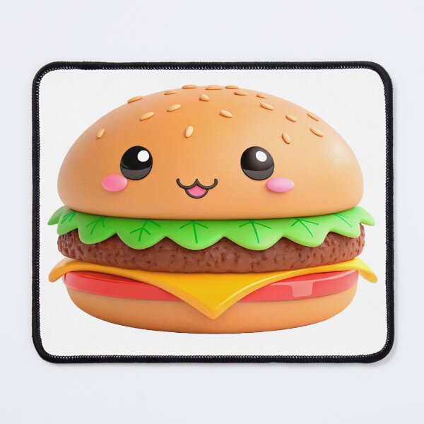 Item preview, Hamburger, in the 3D illustration style, cute, kawaii character designed and sold by elkuni.
