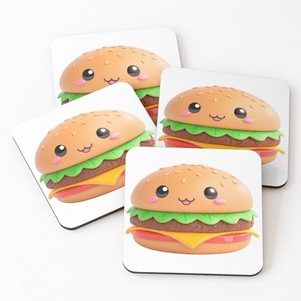 Item preview, Hamburger, in the 3D illustration style, cute, kawaii character designed and sold by elkuni.