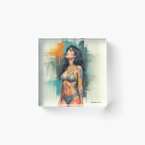 Item preview, Colorful Abstract Bikini Woman Art – Vibrant Painted Body Pop Art Illustration no.6 designed and sold by smARTwork.