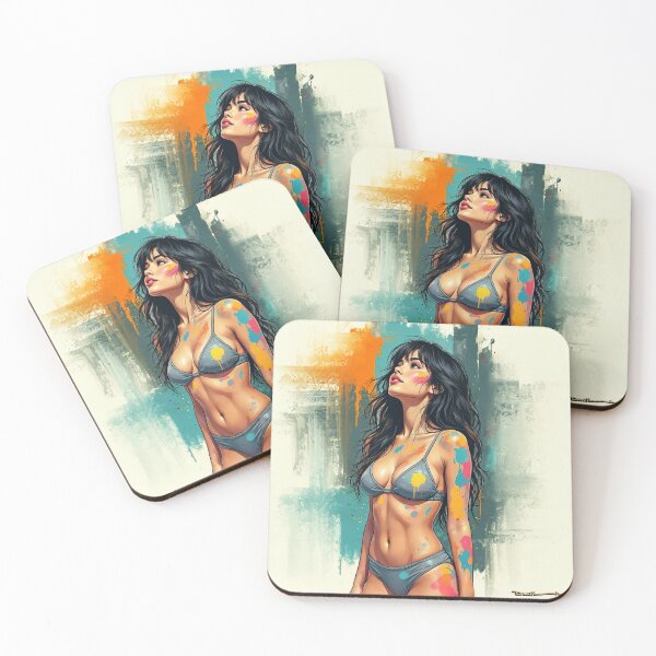 Item preview, Colorful Abstract Bikini Woman Art – Vibrant Painted Body Pop Art Illustration no.6 designed and sold by smARTwork.