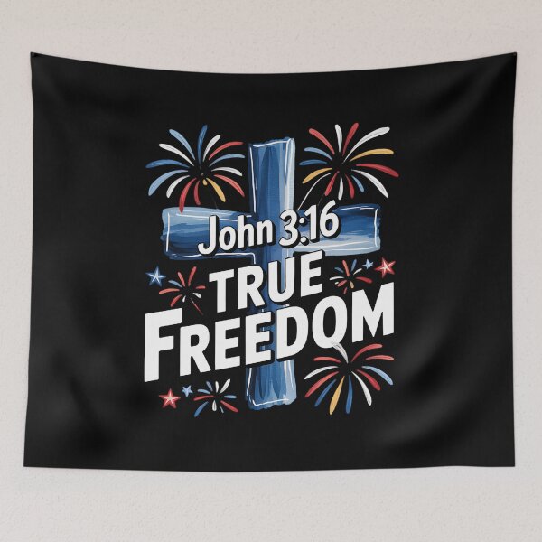 Item preview, Christian 4th of July, John 316 Cross, Red, White & Blue designed and sold by BakeryDozen.