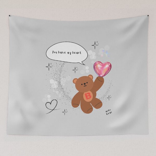 Item preview, You Have My Heart – mono bear messages (Gray Background) designed and sold by mintmono-studio.