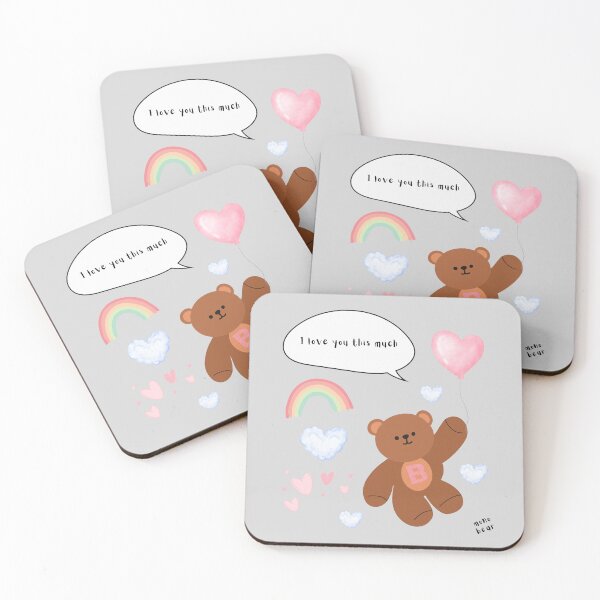Item preview, I Love You This Much – mono bear messages ( Gray Background ) designed and sold by mintmono-studio.
