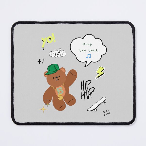 Item preview, Mono Bear Message – Drop the Beat (Gray background) designed and sold by mintmono-studio.