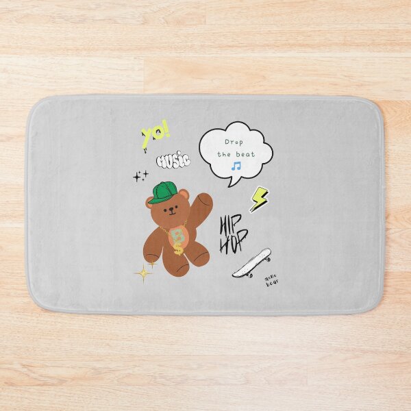 Item preview, Mono Bear Message – Drop the Beat (Gray background) designed and sold by mintmono-studio.