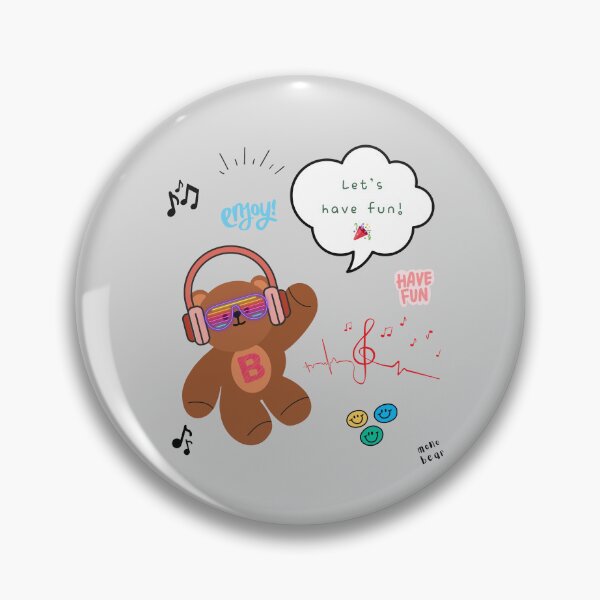 Item preview, Mono Bear Message – Let’s Have Fun! (Gray Background) designed and sold by mintmono-studio.
