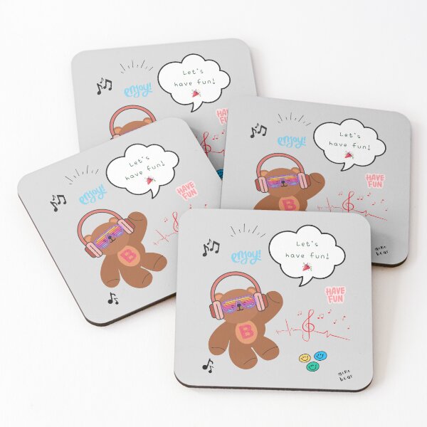 Item preview, Mono Bear Message – Let’s Have Fun! (Gray Background) designed and sold by mintmono-studio.