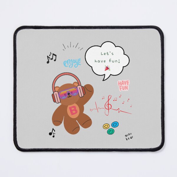 Item preview, Mono Bear Message – Let’s Have Fun! (Gray Background) designed and sold by mintmono-studio.