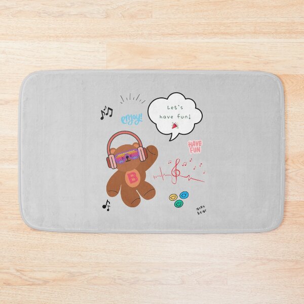 Item preview, Mono Bear Message – Let’s Have Fun! (Gray Background) designed and sold by mintmono-studio.
