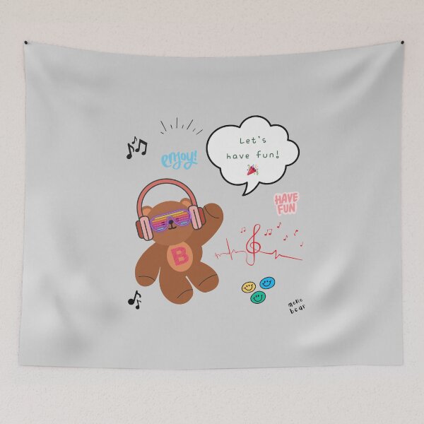 Item preview, Mono Bear Message – Let’s Have Fun! (Gray Background) designed and sold by mintmono-studio.