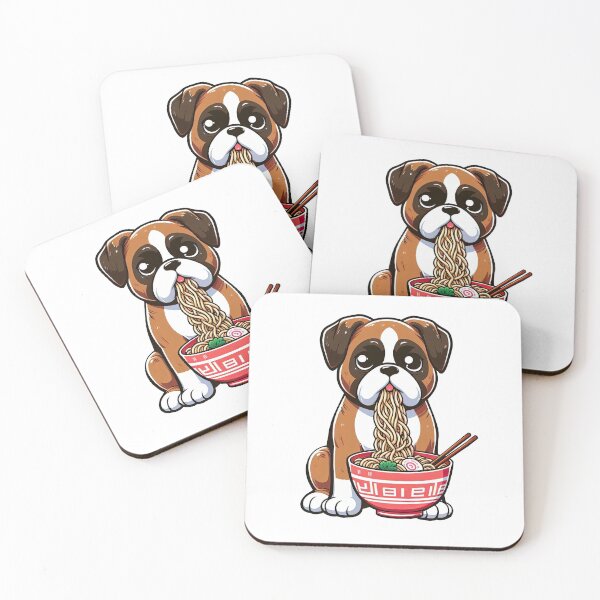 Item preview, Boxer Dog Anime Eating Ramen Noodles designed and sold by doodIllustrate.