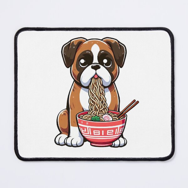 Item preview, Boxer Dog Anime Eating Ramen Noodles designed and sold by doodIllustrate.