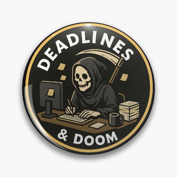 Item preview, Copy of Grim Reaper Office Design – Deadlines & Doom Funny Skeleton Work Badge designed and sold by Dead Serious.