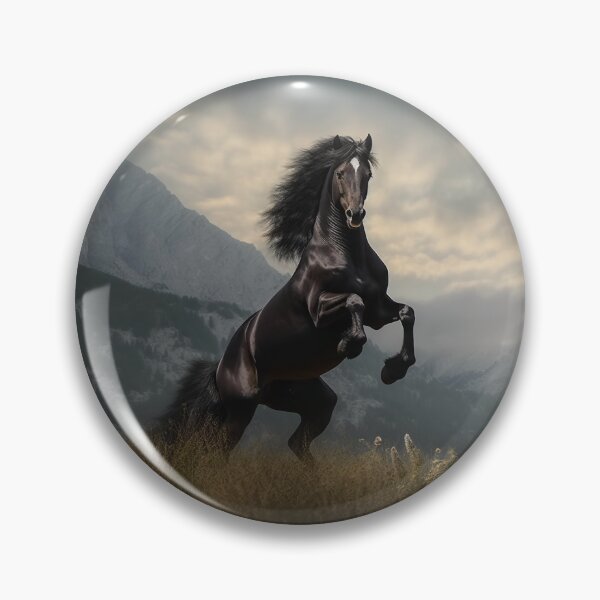 Item preview, Rearing Black Stallion in the Mountains designed and sold by CritterWisdom.