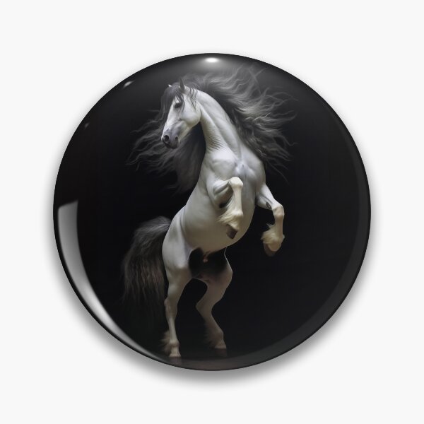Item preview, White and Black wild horse rearing designed and sold by CritterWisdom.