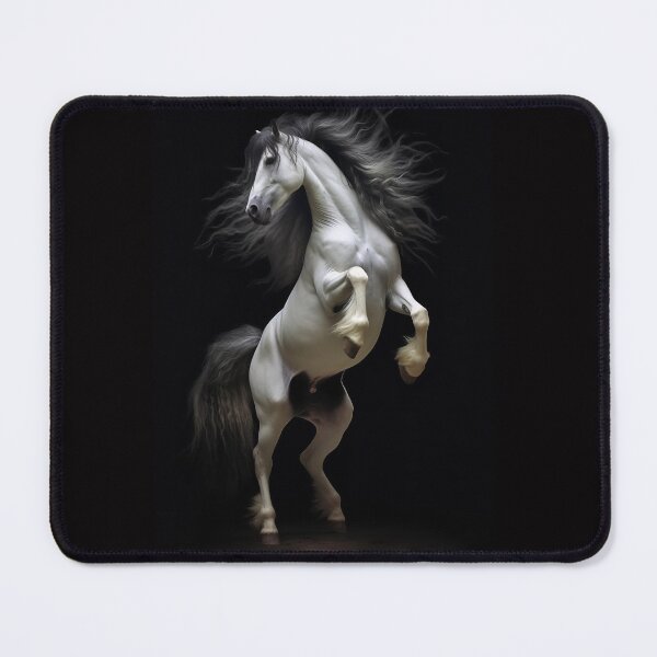 Item preview, White and Black wild horse rearing designed and sold by CritterWisdom.