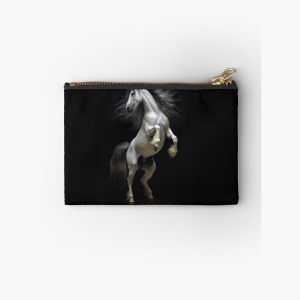 Item preview, White and Black wild horse rearing designed and sold by CritterWisdom.