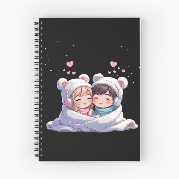 Item preview, Chibi Couple Sharing Headphones – Romantic Snowy Valentine Anime Art designed and sold by ColorSplash123.