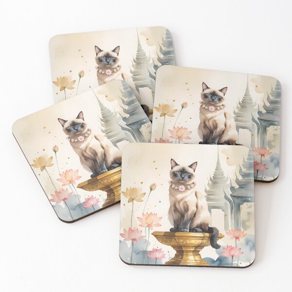 Item preview, Siamese Majesty – Thai Cat in Pastel Watercolor designed and sold by Mos Thainique.