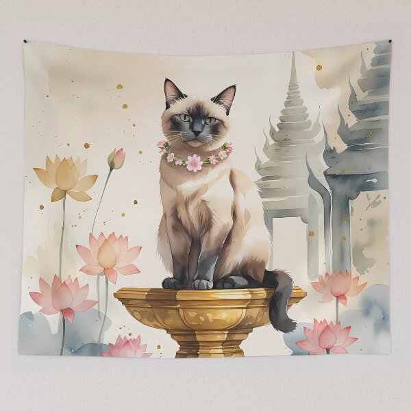 Item preview, Siamese Majesty – Thai Cat in Pastel Watercolor designed and sold by Mos Thainique.