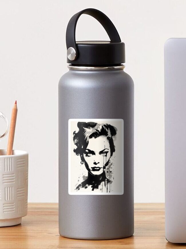 Thumbnail 1 of 3, Sticker, Dramatic Black & White Portrait Poster designed and sold by EthosWear.