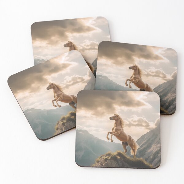 Item preview, Rearing White Stallion Horse on Mountain Top designed and sold by CritterWisdom.