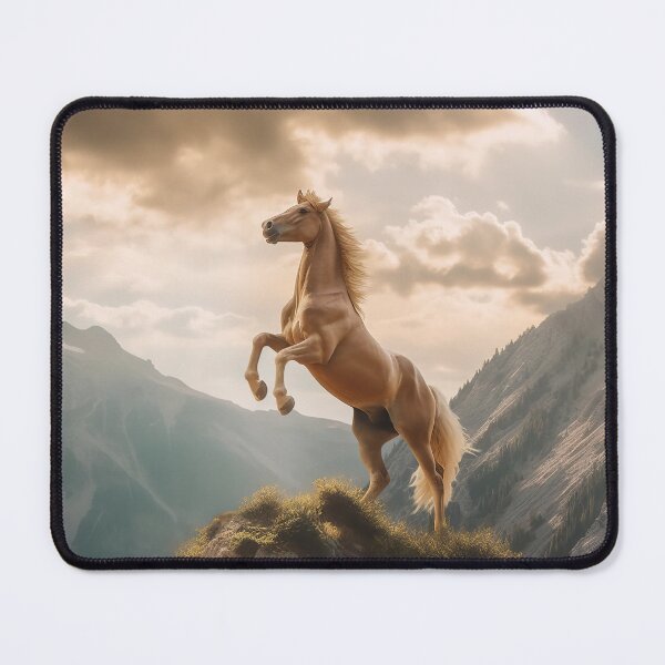 Item preview, Rearing White Stallion Horse on Mountain Top designed and sold by CritterWisdom.