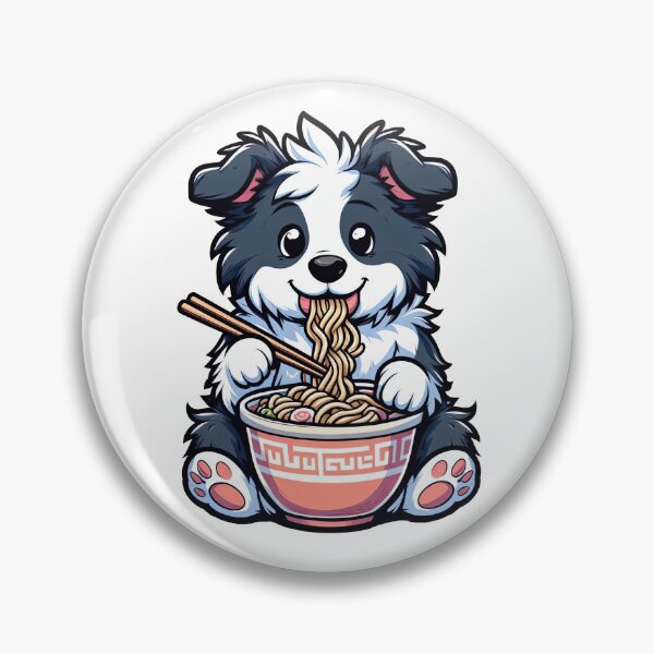 Item preview, Border Collie Anime Dog Eating Ramen Noodles designed and sold by doodIllustrate.
