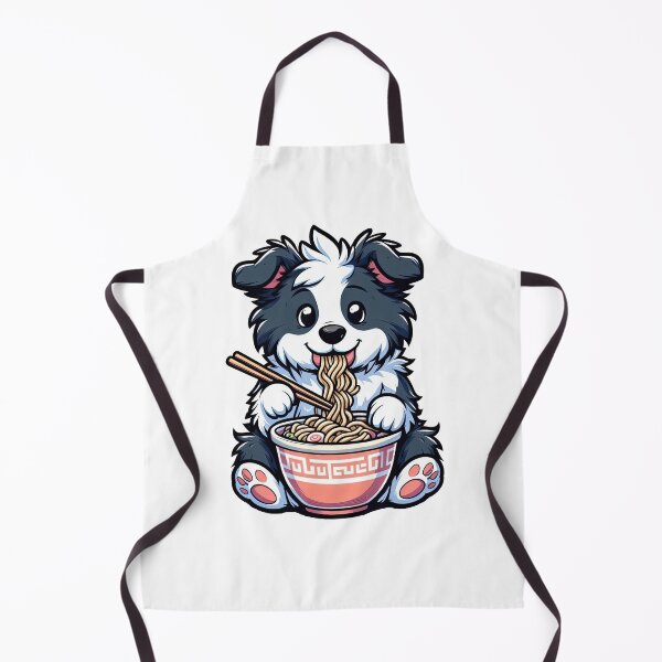 Item preview, Border Collie Anime Dog Eating Ramen Noodles designed and sold by doodIllustrate.