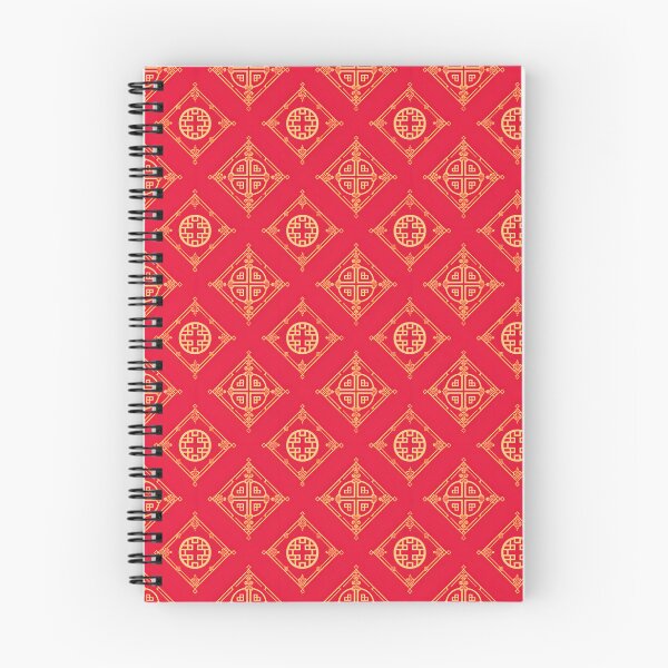 Item preview, Elegant Red and Gold Asian Geometric Motif Pattern – Cultural A-Line Dress designed and sold by FestivityFinds.