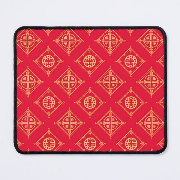 Item preview, Elegant Red and Gold Asian Geometric Motif Pattern – Cultural A-Line Dress designed and sold by FestivityFinds.