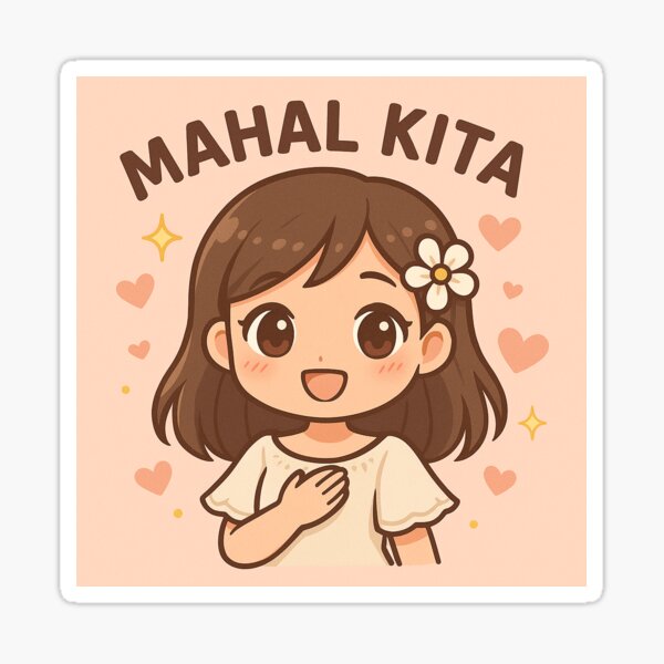 Item preview, Mahal Kita - Douce fille philippine disant je t'aime (Kawaii Art) designed and sold by CutesyKoala.