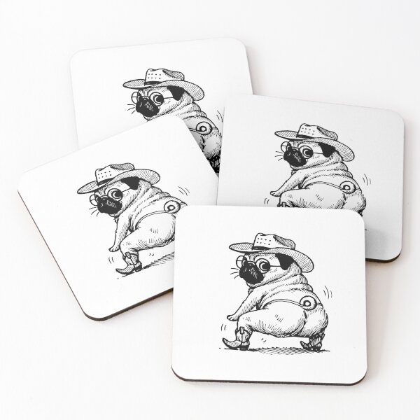 Item preview, Booty Barking – Cowboy Pug Dance Ink Art designed and sold by InkStation24.